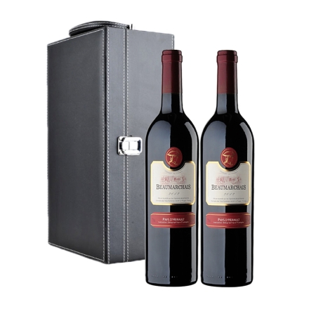 法国博玛干红葡萄酒双支黑色礼盒装