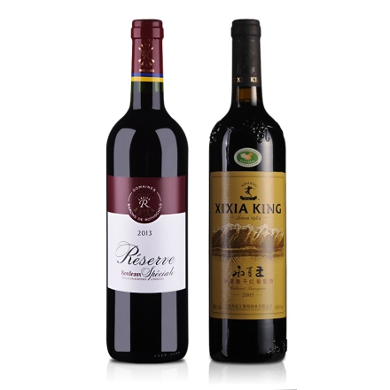 法国拉菲珍藏波尔多法定产区红葡萄酒750ml+宁夏西夏王赤霞珠2005年干红葡萄酒750ml