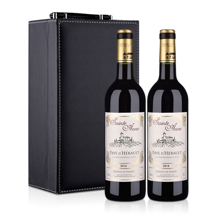 法国圣安娜2014干红葡萄酒750ml 双只皮盒装