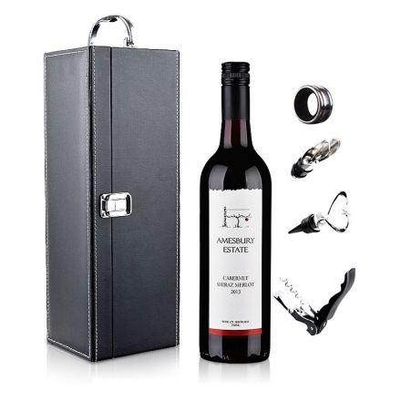 澳大利亚桉柏卡本妮西拉梅洛红葡萄酒750ml+黑色单支皮盒