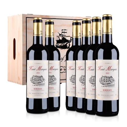 法国红酒整箱波尔多AOC奥玛奇酒庄2012干红葡萄酒750ml（6瓶装）木箱装