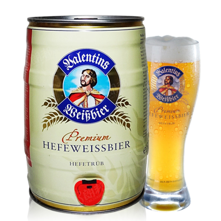 德国进口啤酒 爱士堡 骑士小麦白啤酒5L桶装