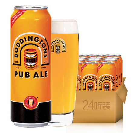 英国进口啤酒宝汀顿啤酒宝丁顿氮气装生啤酒500ml（24听装）