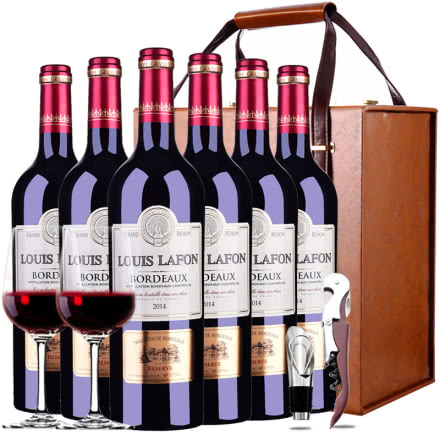 法国原瓶进口红酒 路易拉菲孔雀堡AOP干红葡萄酒 红酒整箱送皮箱装750ml*6