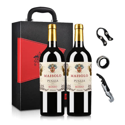 意大利圣霞多·麦索罗干红葡萄酒750ml （普利亚地理标志保护葡萄酒）*2（双支礼盒装）