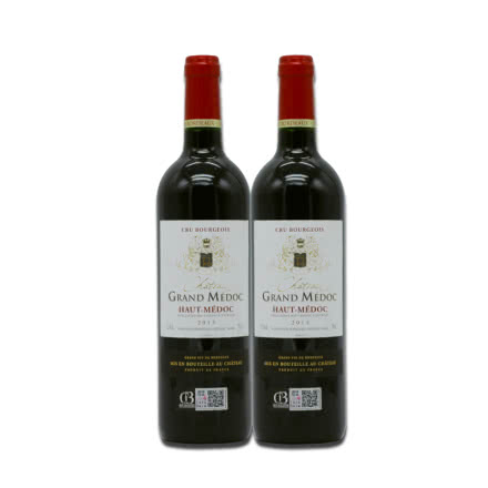 法国红酒（原瓶进口）波尔多上梅多克产区中级庄歌朗城堡干红葡萄酒750ml*2