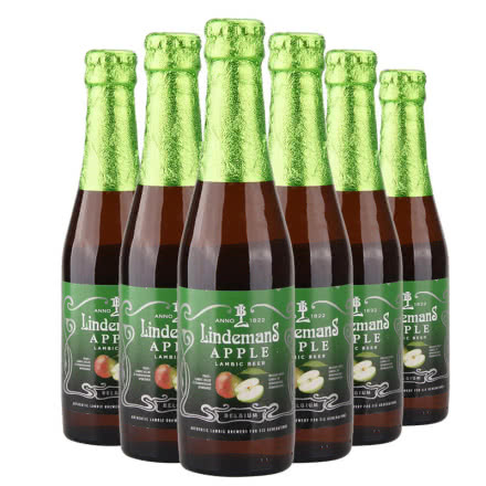 比利时进口啤酒林德曼苹果味啤酒250ml（6瓶装）
