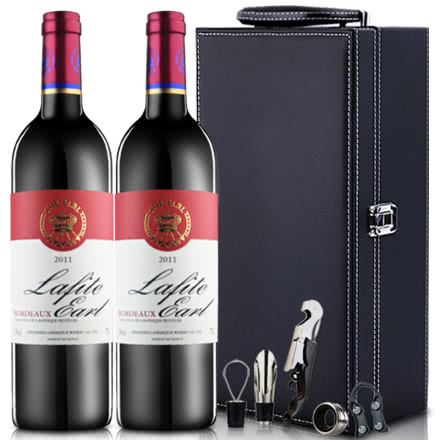法国原瓶进口拉菲伯爵西拉干红葡萄酒红酒750ml*2送高档皮盒