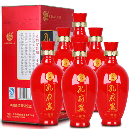 45º孔府宴红瓷瓶浓香型白酒窖藏十年500ml*6（2010年）
