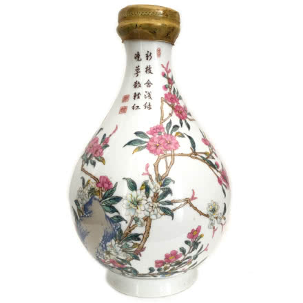 台湾青花花卉葫芦瓶 百岁酒 750ml 1984年 陈年老酒(无盒）