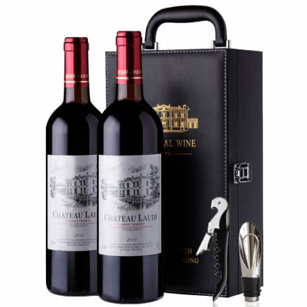法国原酒进口红酒罗蒂纳菲尔干红葡萄酒双支2支皮箱礼盒装  750ml*2
