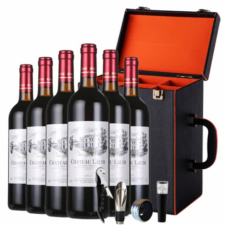 法国原汁进口红酒罗蒂纳菲尔干红葡萄酒整箱6瓶6支皮箱礼盒装  750ml*6