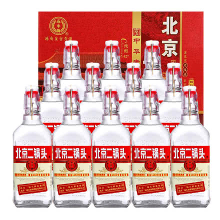 42°北京永丰牌二锅头出口型小方瓶皇宫贡酒500ml*12瓶装白酒整箱