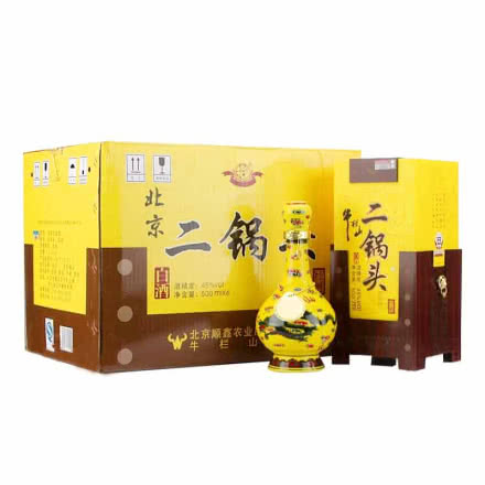 牛栏山二锅头白酒北京清香型整箱装500ml*6瓶45度经典黄龙