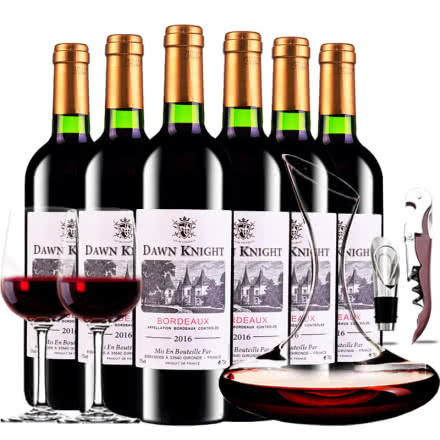 法国进口红酒黎明骑士酿酒师波尔多AOC级干红葡萄酒红酒整箱装750ml*6