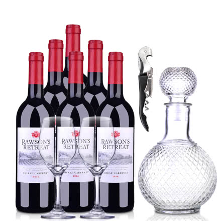 澳大利亚奔富洛神山庄设拉子赤霞珠红葡萄酒750ml（6瓶装）+酒具套装