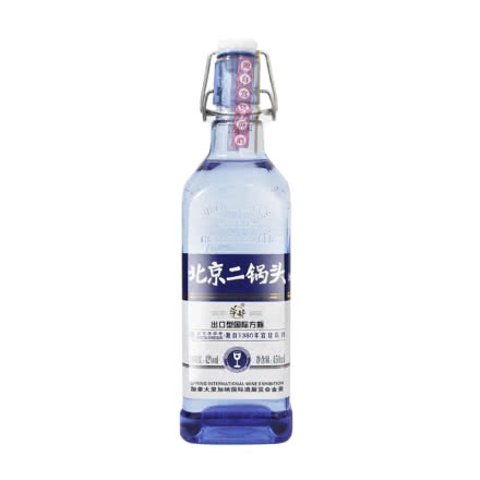 42°华都牌北京二锅头出口型国际方瓶蓝标清香型白酒450ml