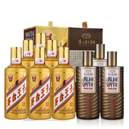 53°茅台王子酒（金王子）500ml（6瓶装）+53°贵州茅台酒厂（集团）技术开发公司国隆酱酒500ml（2016-2017）三瓶套装
