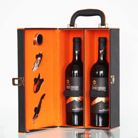 南山庄园（原酒进口）智利赤霞珠葡萄酒红酒礼盒装750ml2支皮盒装礼品