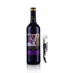 【升级版】法国茉莉花贝尔热拉克干红葡萄酒750ml​+嘉年华珍珠海马酒刀
