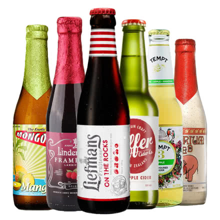 欧洲进口水果啤酒6种组合樱桃粉象1664玫瑰林德曼乐蔓等6种