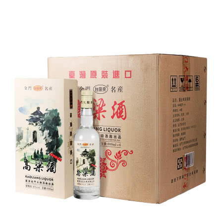 台湾原产 高粱酒40度600ml*6瓶 金门清香型 台金爽书本 礼盒白酒