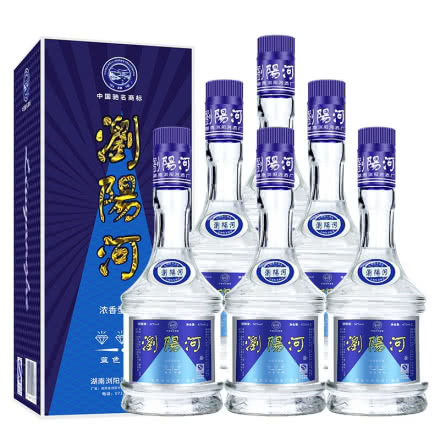 7年老酒浏阳河酒52度蓝色精品浓香型国产白酒475ml*6瓶装（2012年）