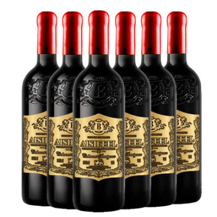 法国原酒进口红酒艾丝菲尔珍藏赤霞珠干红葡萄酒手工腊封雕花瓶750ml(6瓶装）