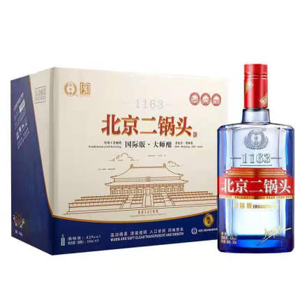 永丰北京二锅头国际版大师酿 清香型白酒 500ml蓝瓶42度9瓶整箱装