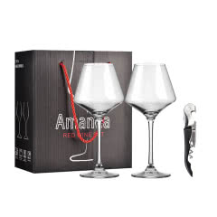 【包邮】Amanda红酒杯套装礼盒（双支装）+嘉年华黑珍珠海马酒刀