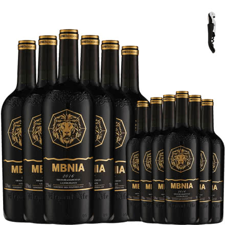 买一箱送一箱法国原酒进口红酒玛贝尼卡雕花重型瓶干红葡萄酒750ml整箱装