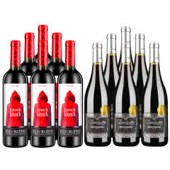 西班牙奥兰小红帽干红葡萄酒750ml（6瓶装）+法国原瓶进口红酒勆迪精选干红葡萄酒750ml （6瓶装）