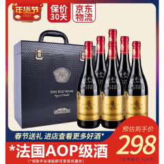 【年货送礼】法国红酒（原瓶进口AOP级）爱龙庄园干红葡萄酒750ml*6瓶 礼盒装