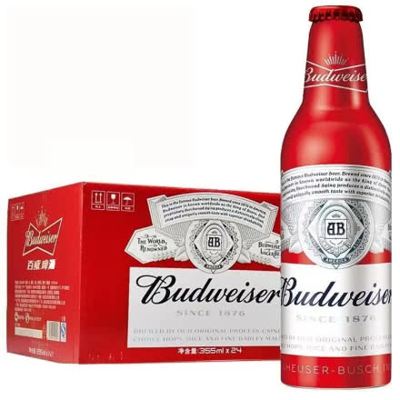 Budweiser/百威啤酒9.7°P红瓶铝罐啤酒355ml*24瓶